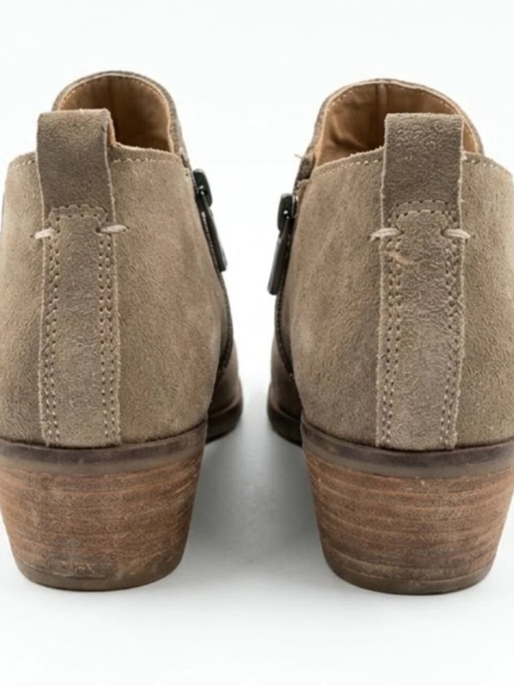 Lucky Brand Boots Women's 7.5 M Casual Side Zip Ankle Bootie Beige Suede - Picture 6 of 8